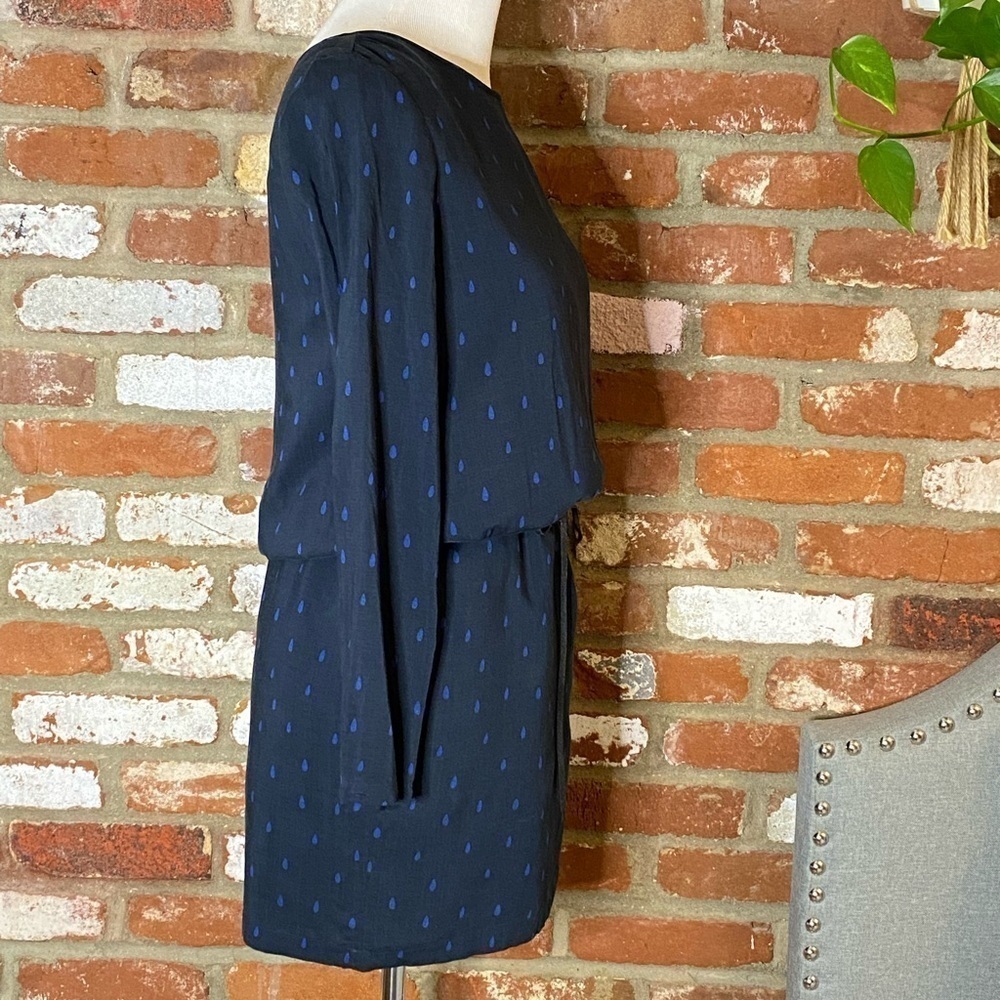 Scotch & Soda Blue Polka Dot Drop Waist Long Sleeve Dress size small NWT - Picture 3 of 11